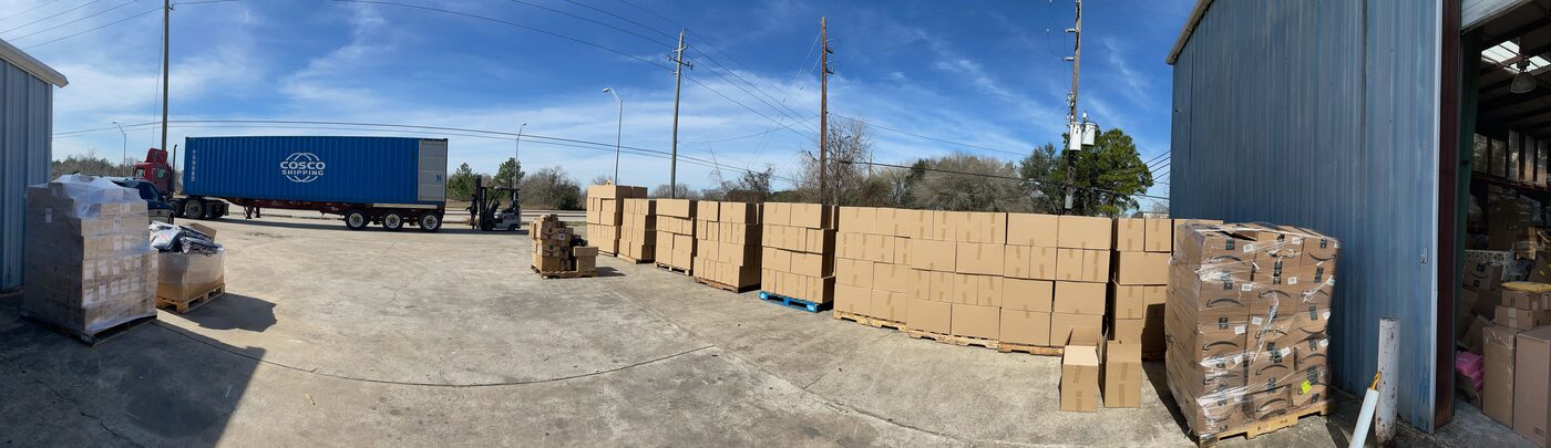 Palletized freight staged in FlexPrep's stabilized yard
