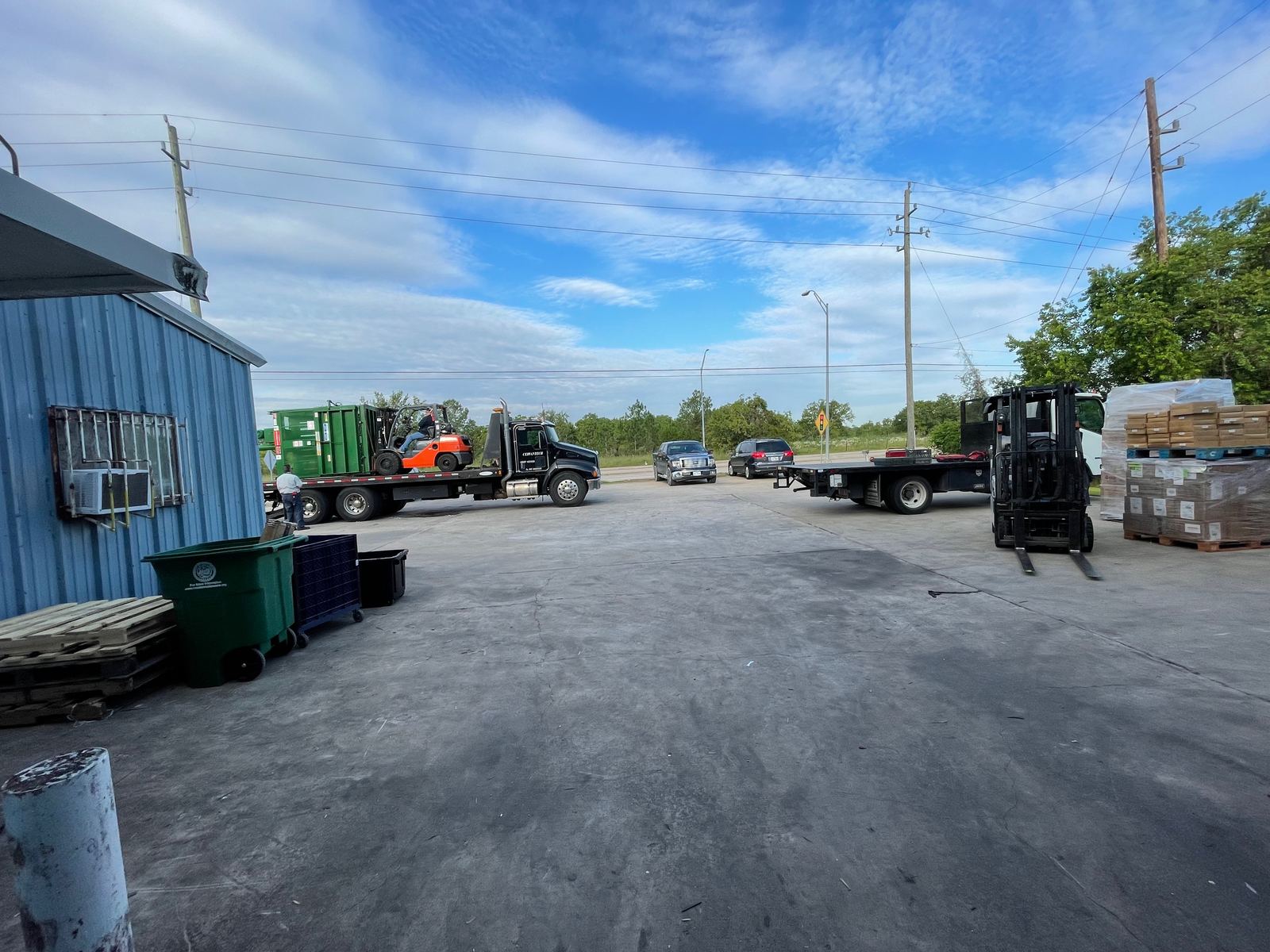 FlexPrep yard with trucks, containers, and equipment in Houston
